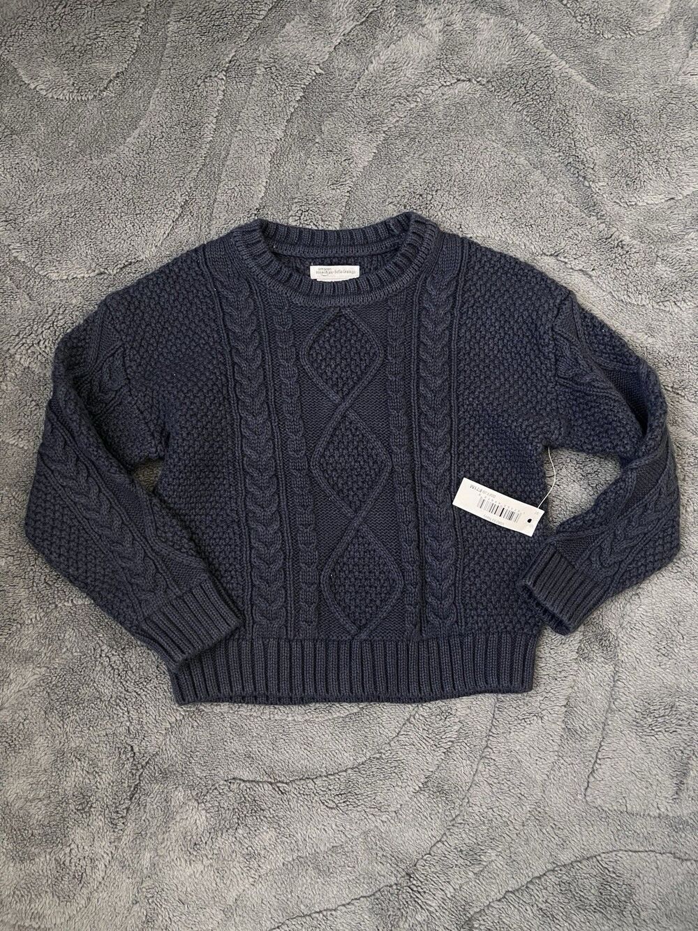 NEW Amazon Essentials x Sofia Grainge Cable-Knit Cotton Sweater Navy 3T
